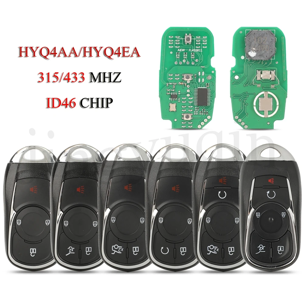 

jingyuqin 5PCS/Lot HYQ4AA HYQ4EA Remote Smart Car Control Key For Buick LaCrosse Regal Encore Envision 315Mhz/433Mhz ID46 Chip