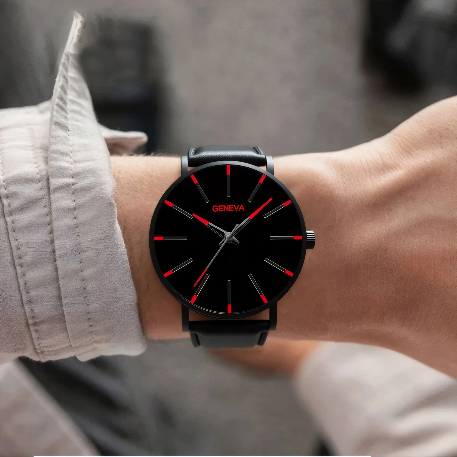 Mens Business Watches Minimalist Leather Imitation Quartz