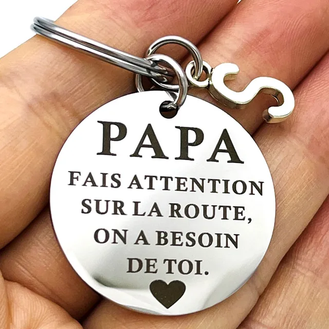Porte-clés Cadeaux pour papa avec lettre initiale du nom 1