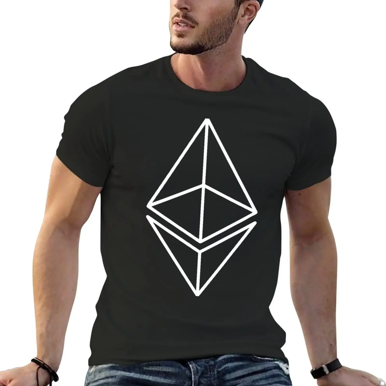 

Ethereum white T-Shirt quick drying summer top mens vintage t shirts