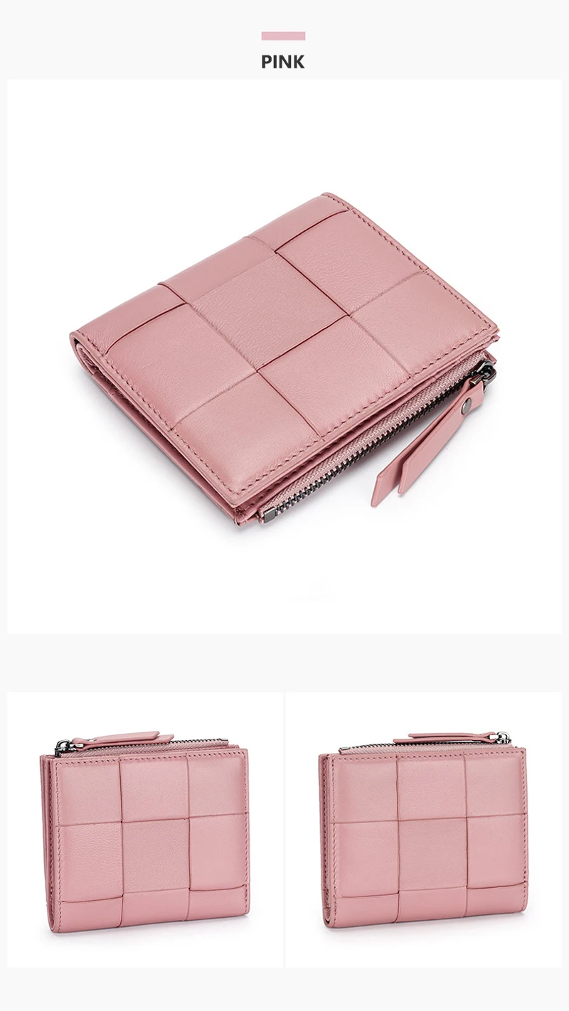 WR Sheepskin Small wallet women's Short 2022 New Wallet Leather Hand woven Folding Wallet  Ancient Mini Leather Wallet