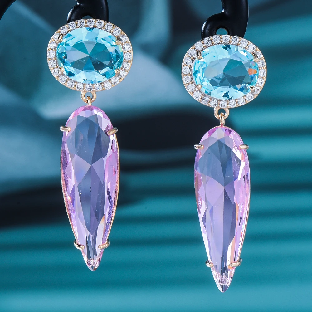 

Siscathy Luxury Big Waterdrop Earrings Women Gorgeous Cubic Zircon Crystal Earring Wedding Party Jewelry Valentine's Day Gifts