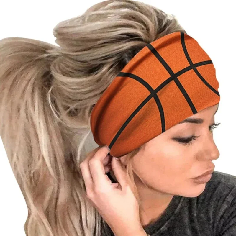 Yoga Headbands Football Basketball Volleyball Softball Pattern Headwear Wide Hair Bands Elastic Breathable Sweatband Hair Cover