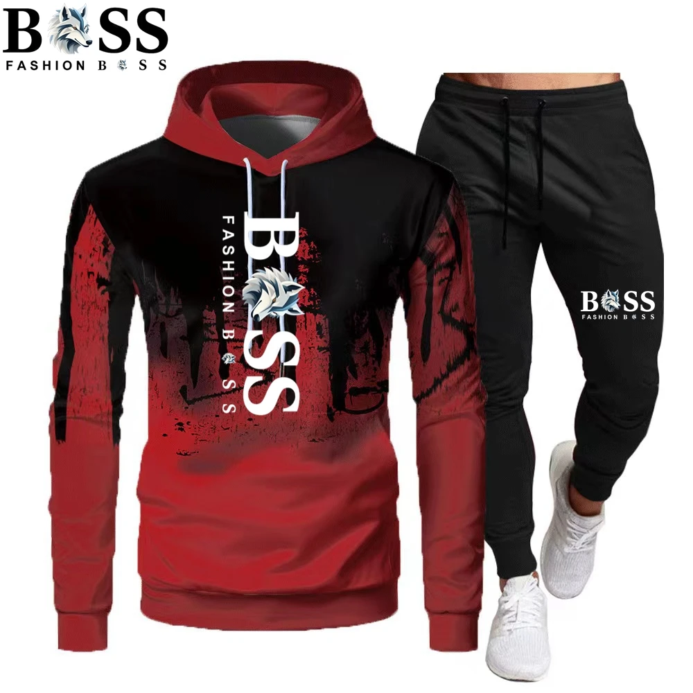 Men's Hoodies for Men Clothing Splash Ink Sweatshirt Suit Man Tracksuit Pant Sets New in Hoodies & Sweatshirts Sports Suits Set