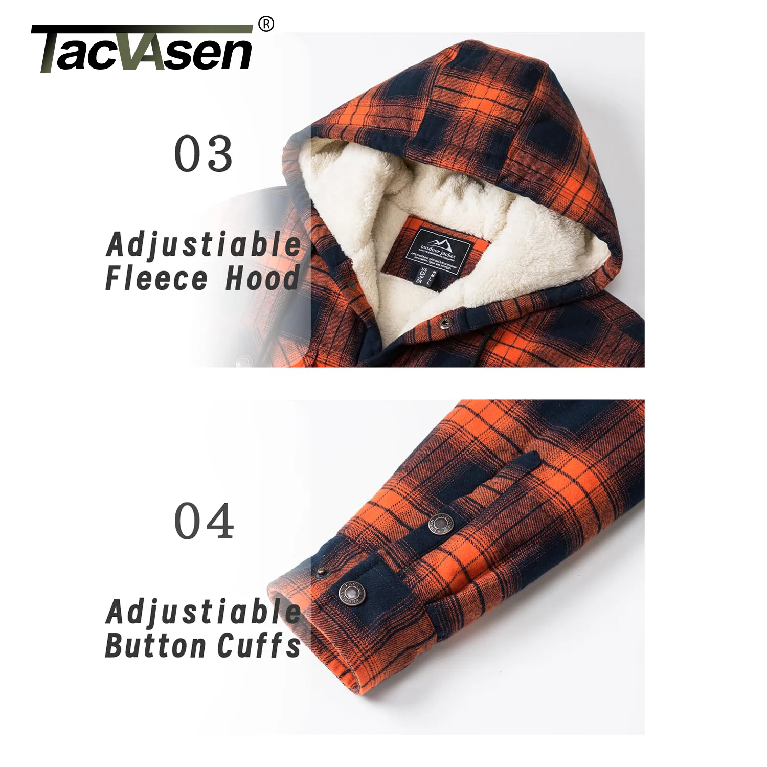 Mens Sherpa Lined Flannel Jacket Heavyweight Hooded Fleece Jacket Thicken Warm Button Down Plaid Outwear Coats