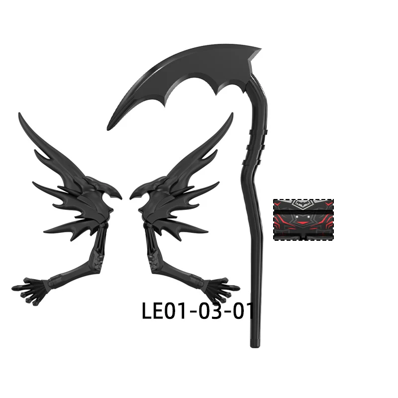 LE01-LE03 무기 바지 헤어 부품 액션 피규어 날개 낫 모델 블록 MOC 브릭 세트 선물 장난감