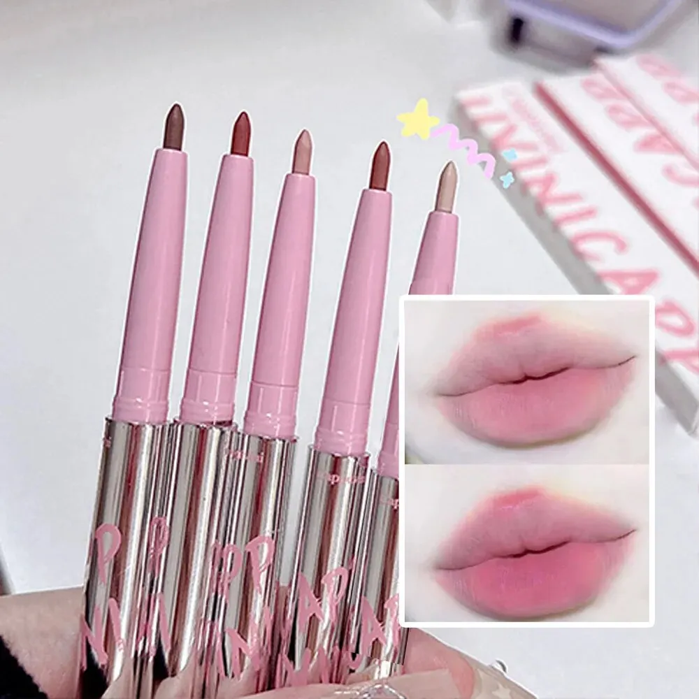 Nude Lip Liner with Lip Brush Korean Style Makeup Long Last Velvet Matte Lipstick