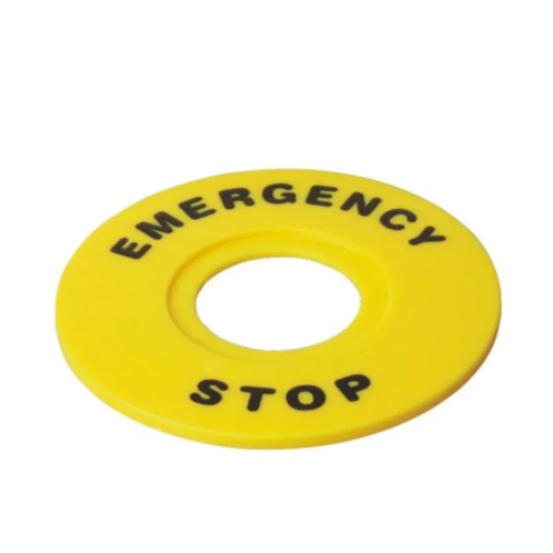 

10pcs 60mm(OD) x 22mm(ID) Yellow Emergency Stop PushButton Switch Accessory Warning Legend Label Mark Round Ring Plate
