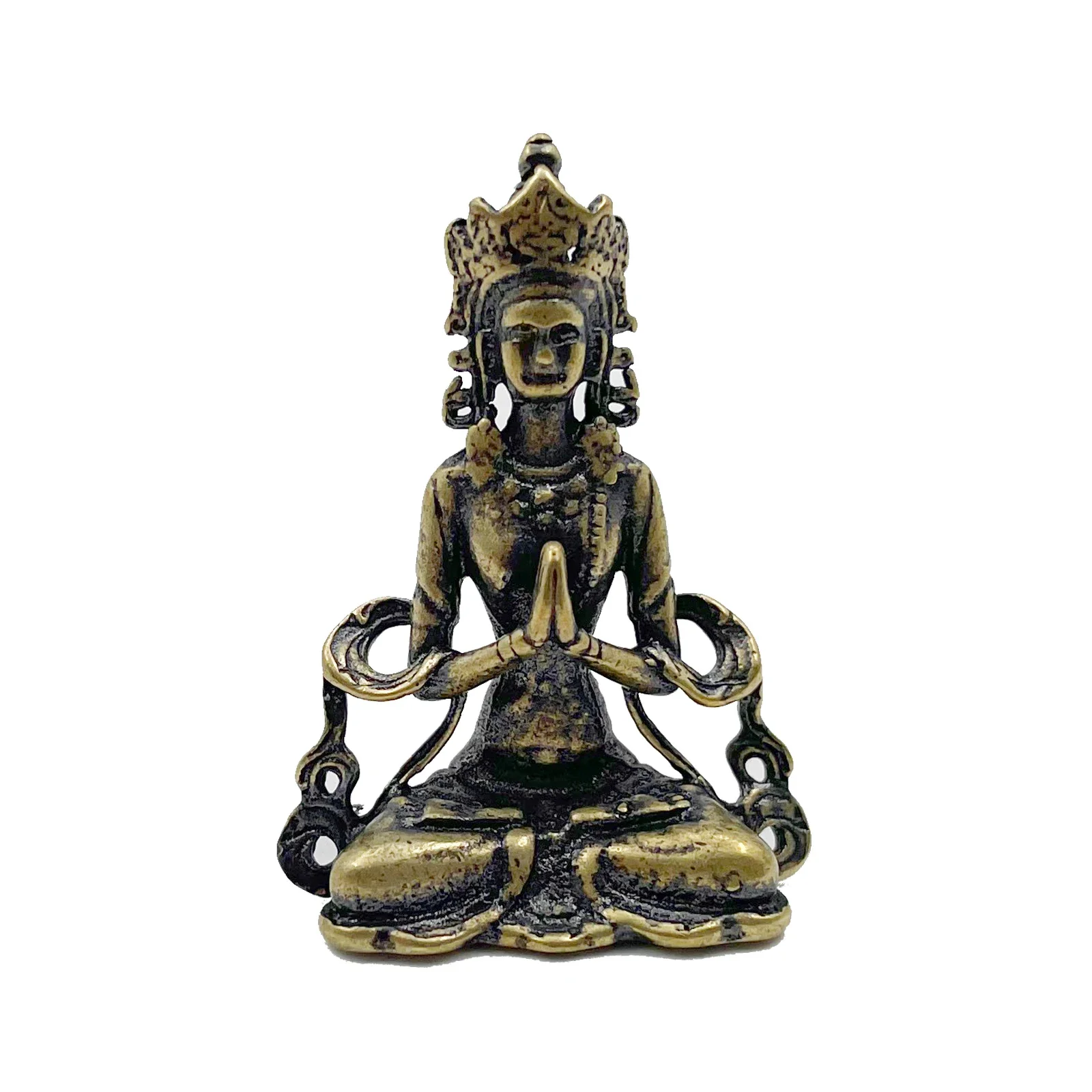 1pc Retro Messing Meditieren Zen Buddhismus Haushalt Buddha ornament Wohnzimmer Handgemachte Dekoration Kupfer Statue Tee Haus Ornament