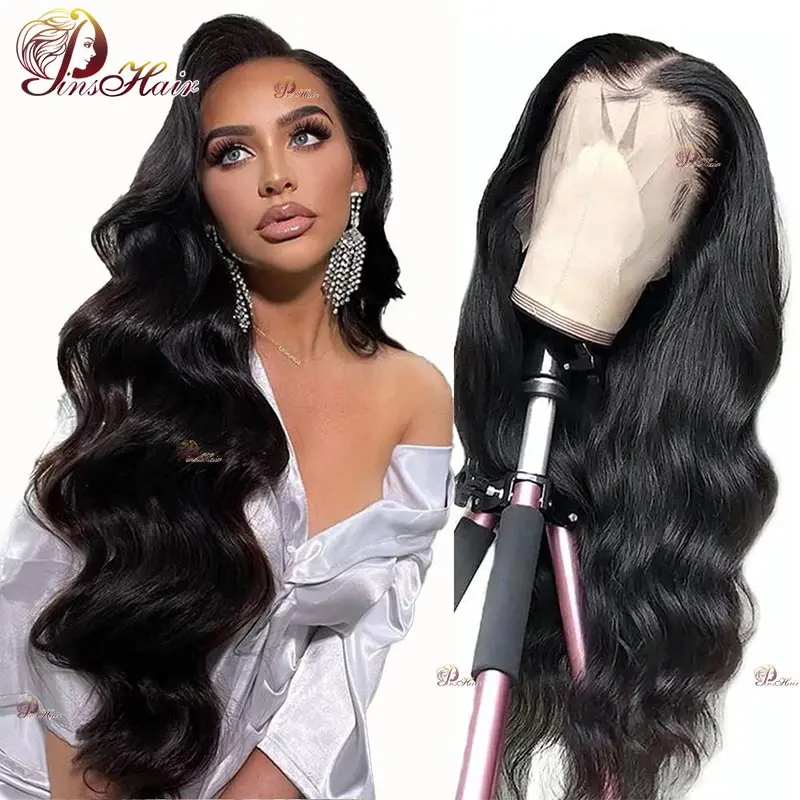 

13x4 Lace Front Human Hair Wigs Pre-Plucked Body Wave Black Colored Transparent Lace Front Wigs Natural Color Remy Hair 180%