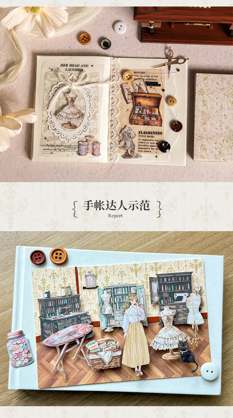Journal GO 30 Stück Vintage Scrapbooking Aufkleber Nähset Kreatives DIY Journal Collage Material Journaling Supplies Briefpapier – Detail 11