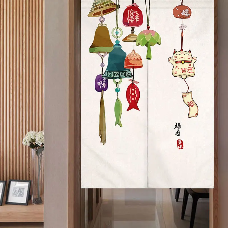 

Japanese Wind Chimes Door Curtain Partition Curtain Kitchen and Bathroom Decorative Half Curtain Feng Shui Curtain Noren