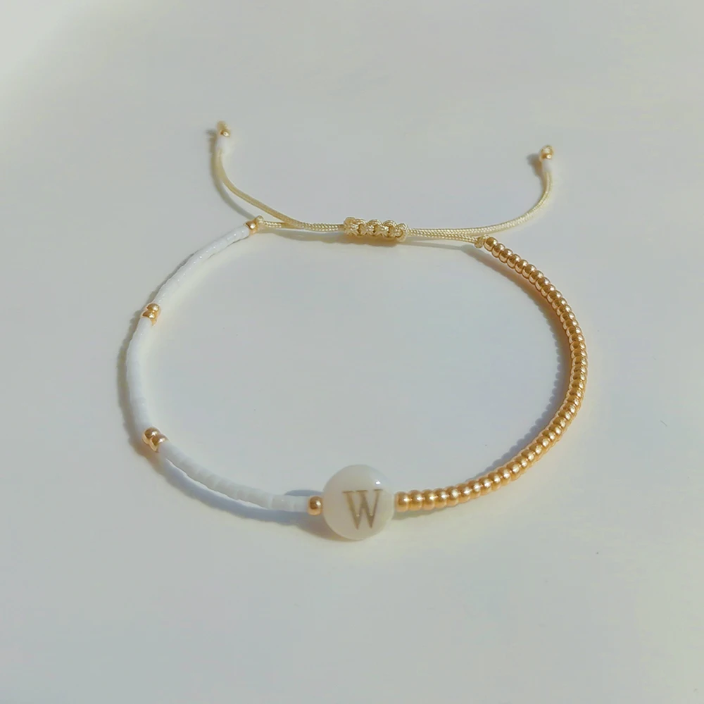 KKBEAD Initiale A-Z Buchstaben-Armband, Geschenk für Sie, Miyuki, Delica-Perlen, goldfarben, zierliche Armbänder, Schmuck für Frauen, Pulsera – Detail 12
