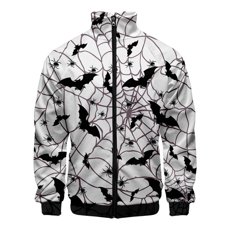 thumbnail image 1 of Chaqueta con cremallera y estampado 3D de murciélago araña de Halloween para hombres y mujeres, chaqueta holgada de manga larga con estampado de cosplay, abrigo de calle, 1 of 5