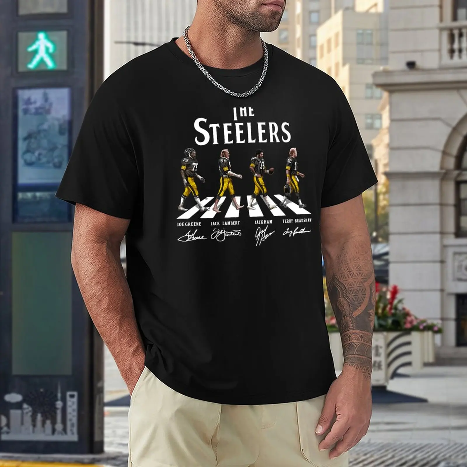 The-Steelers-Abbey-Road T-Shirt anime clothes Short sleeve plain t shirts  men
