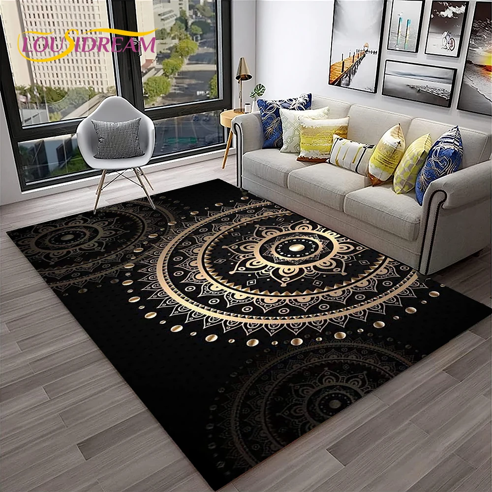 Bohemia Mandala Geometric Flower Carpet Rug for Home Living Room Bedroom Sofa Kitchen Doormat Decor,Area Rug Non-slip Floor Mat