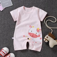 Summer 3-24 Months Baby Boys Girls Romper Infant Jumpsuit Cartoon Short-sleeved Climbing Pajamas Cotton Toddler Clothes 3