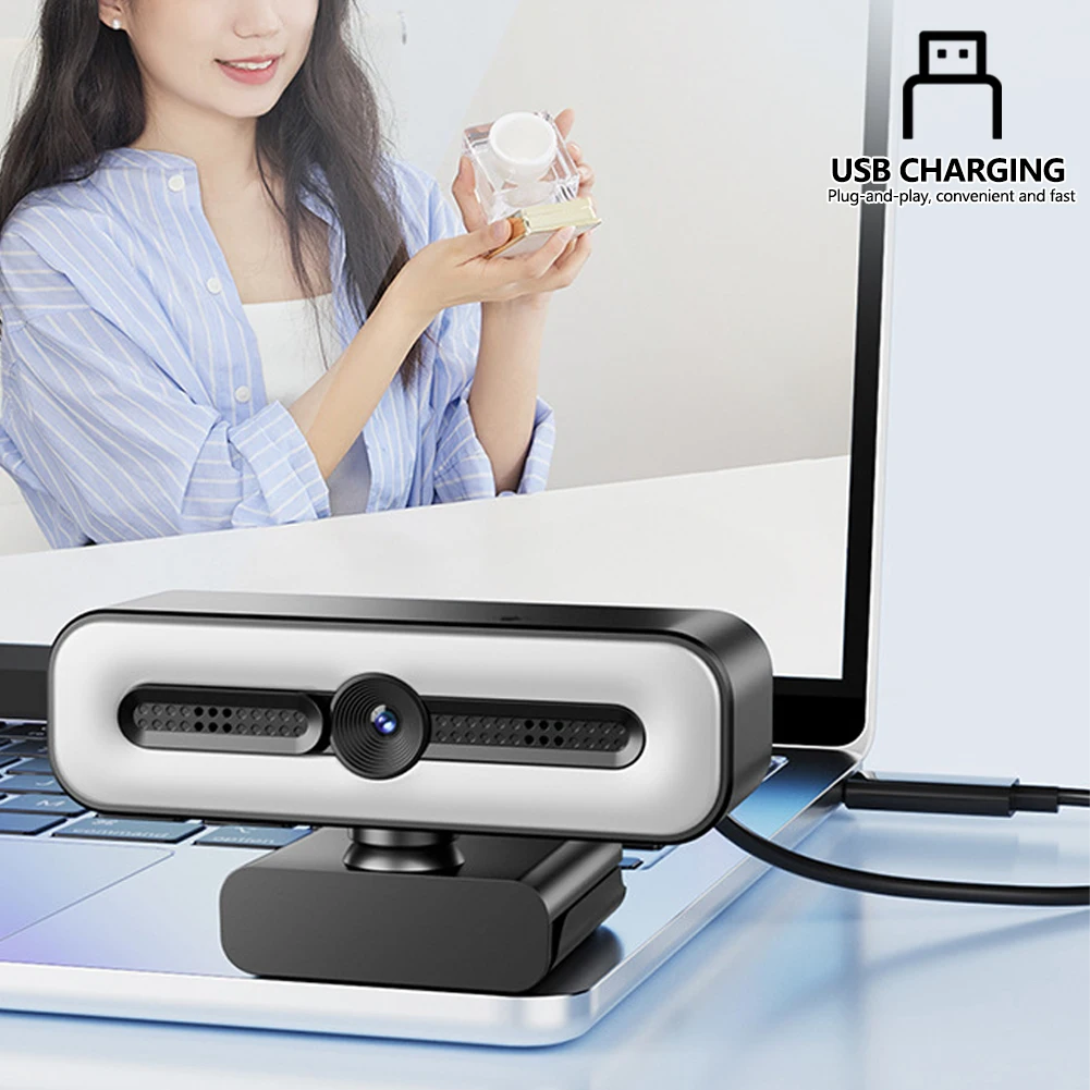 Webcam 4K con luce per PC/laptop 1080P 2K HD Streaming Camera Webcam per videoconferenze desktop per lezioni online - immagine 4