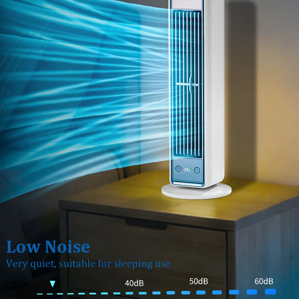 Portable Air Conditioner Fan 3600mAh Quiet Desktop Tower Fan Wall Circulating Fan 0-100 Speeds Adjustable Cooling Fan for Home