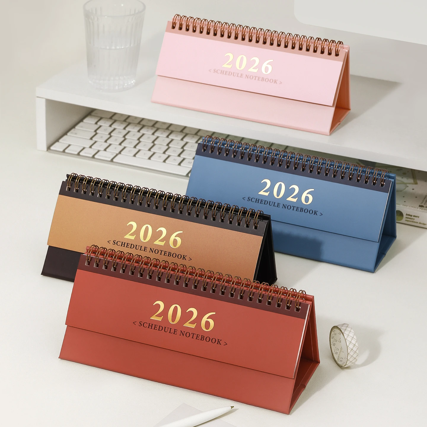 2025.10~2026.12 Kawaii 2026 Calendario da parete semplice orizzontale Piccolo calendario da tavolo Planner Decorazione del desktop Cancelleria per ufficio