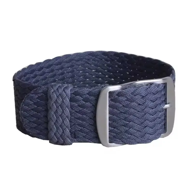 Solid Color Perlon Woven Nylon Watch Strap - Black or Blue