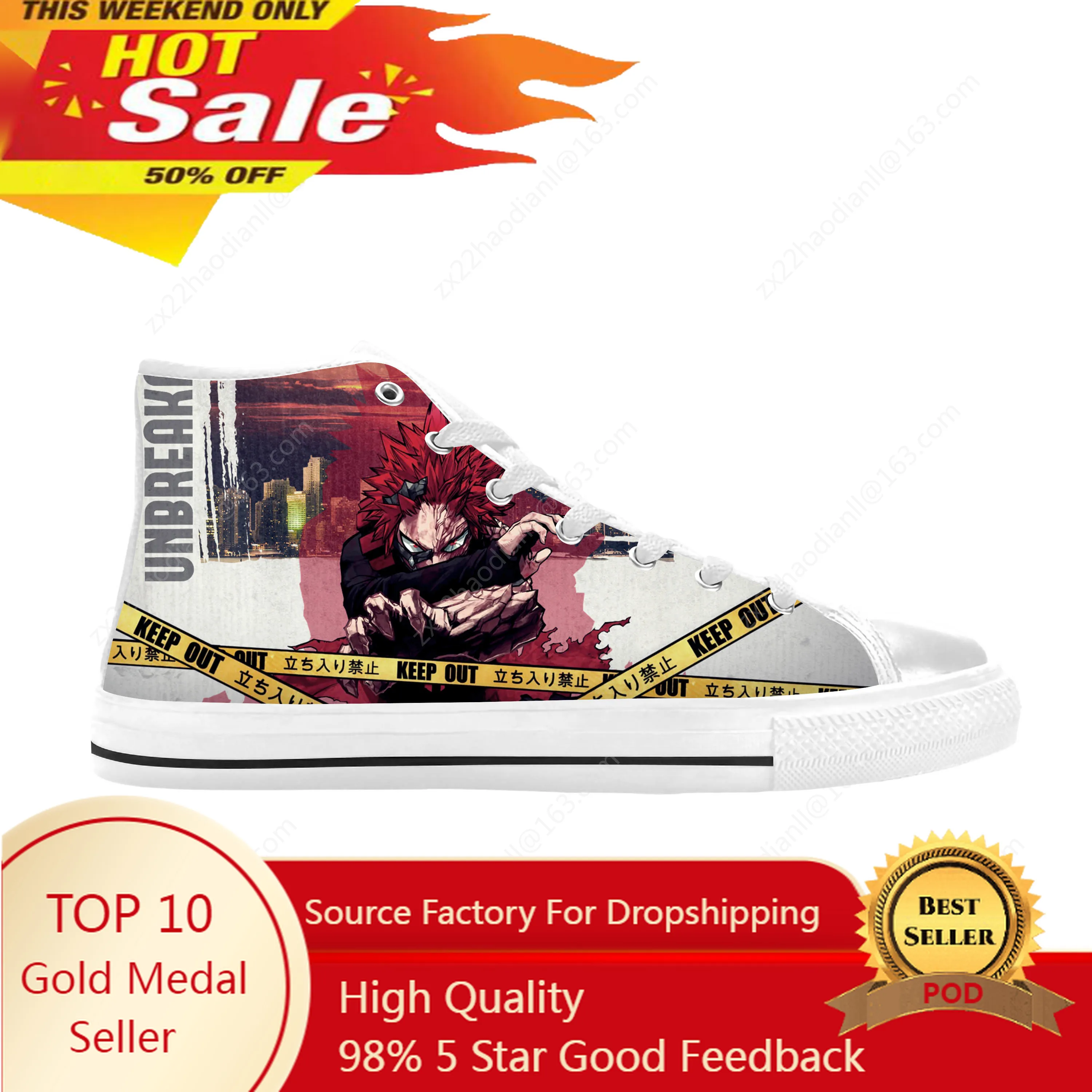 

Japanese Anime My Hero Academia Kirishima Eijiro Casual Cloth Shoes High Top Comfortable Breathable 3D Print Men Women Sneakers