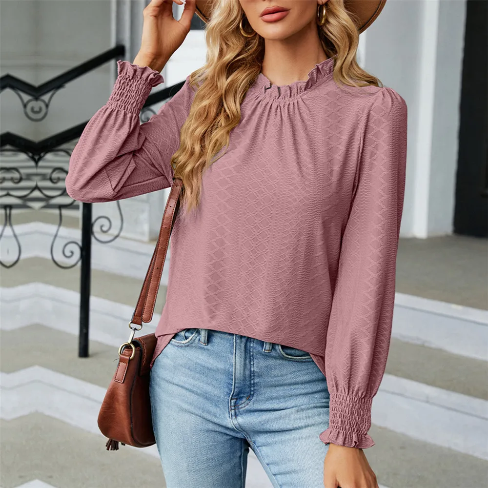 Fashion Woman Blouse Shirts for Women Stylish Long Sleeve Shirring Tops Black Red Pink White Women's Spring Autumn Clothing пакет подарочный meshu stylish pink 18 23 10 см