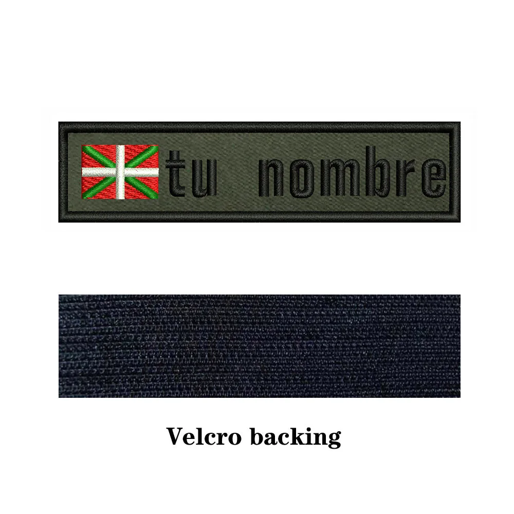 Army Green Background National Flags 10X2.5cm Embroidery Custom Name Text Patch Stripes Badge Iron On Or Velcros Patches 