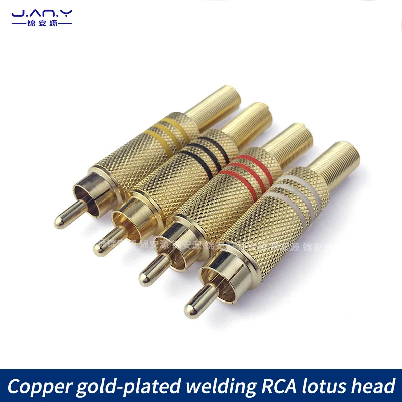 

Copper gold plated RCA large Lotus male plug AV audio and video coaxial signal connection terminal diy welding wire type