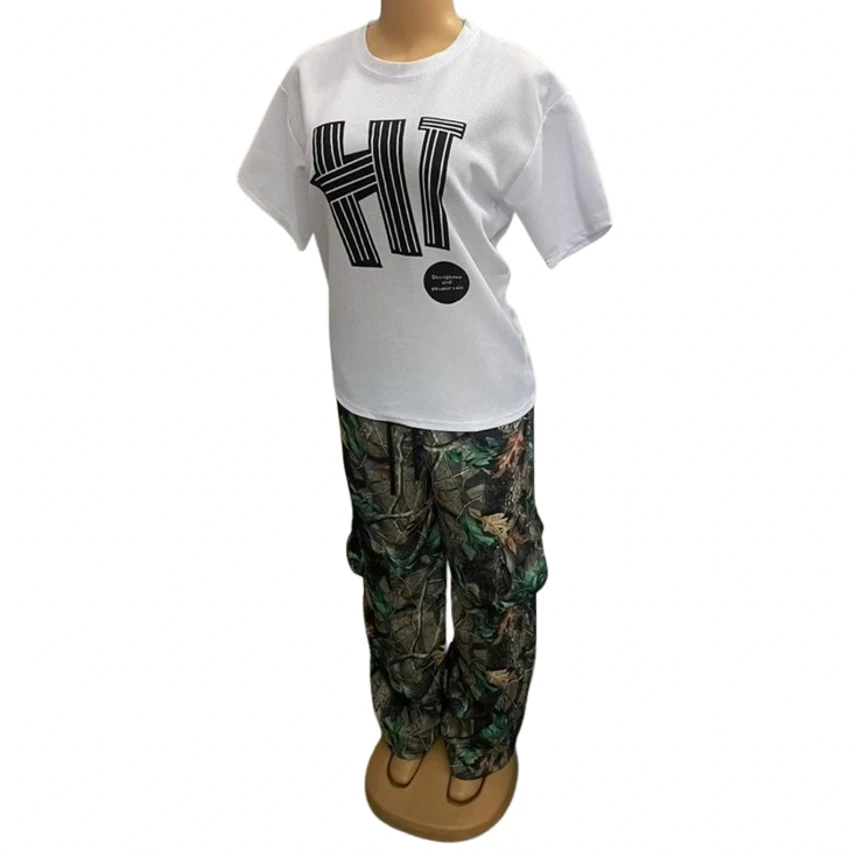 thumbnail image 1 of Conjunto de 2 piezas para mujer, ropa africana Dashiki, nueva moda de verano y otoño, top de manga corta y pantalón, traje de fiesta para mujer, conjuntos a juego, 1 of 5