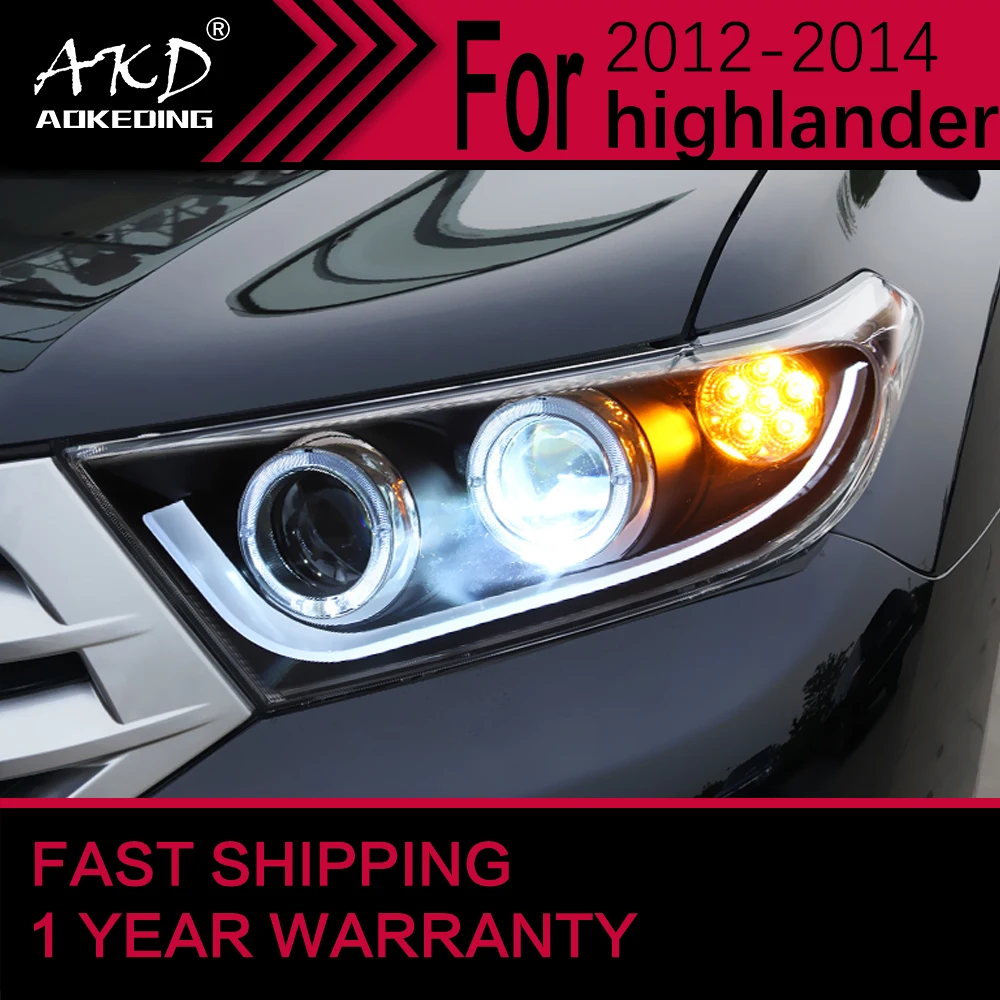 

Car Lights for Toyota Highlander LED Headlight 2012-2014 Highlander Head Lamp Drl Projector Lens Automotive Accessories