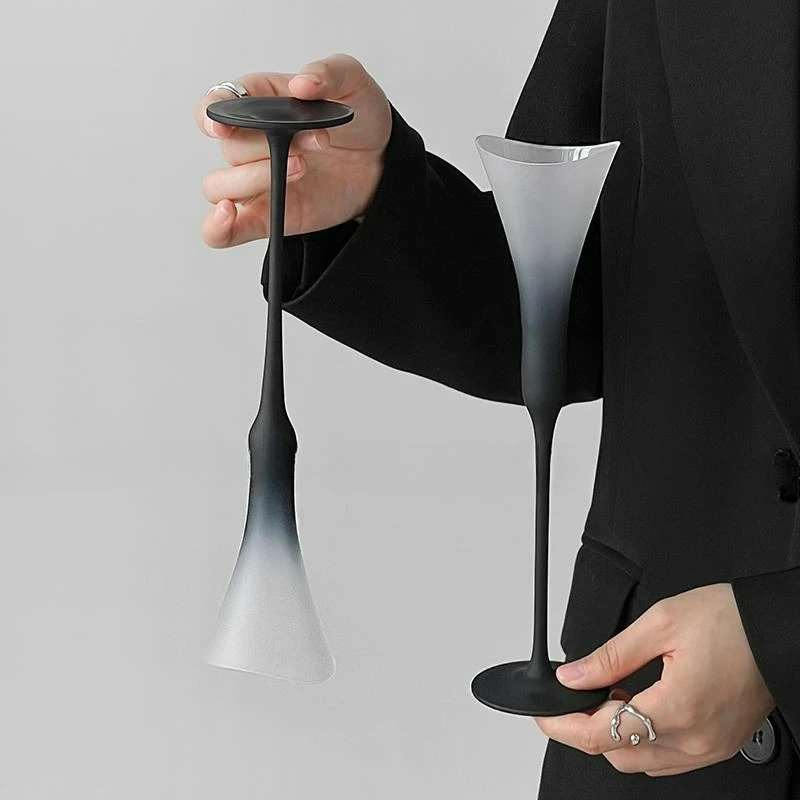 Ins Style Vintage Stem Glass Frosted Red Wine Champagne Flute for Home Use Sparkling Drinkware Crystal Like Bar Party Set