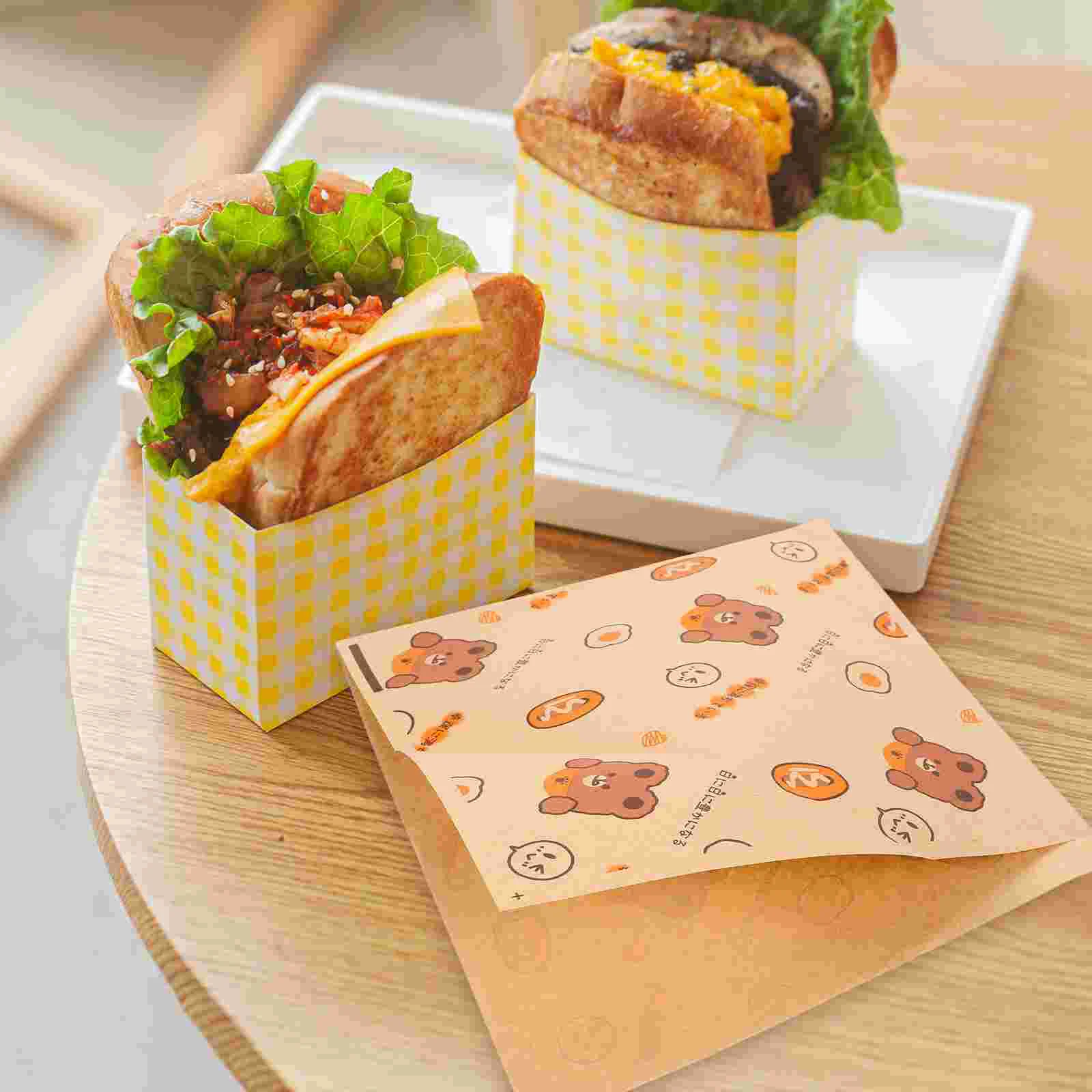Sandwich Wrappers French Fries Wrapping Paper Greaseproof Food Compact Bread Cheese Baked Goods Packaging Baking