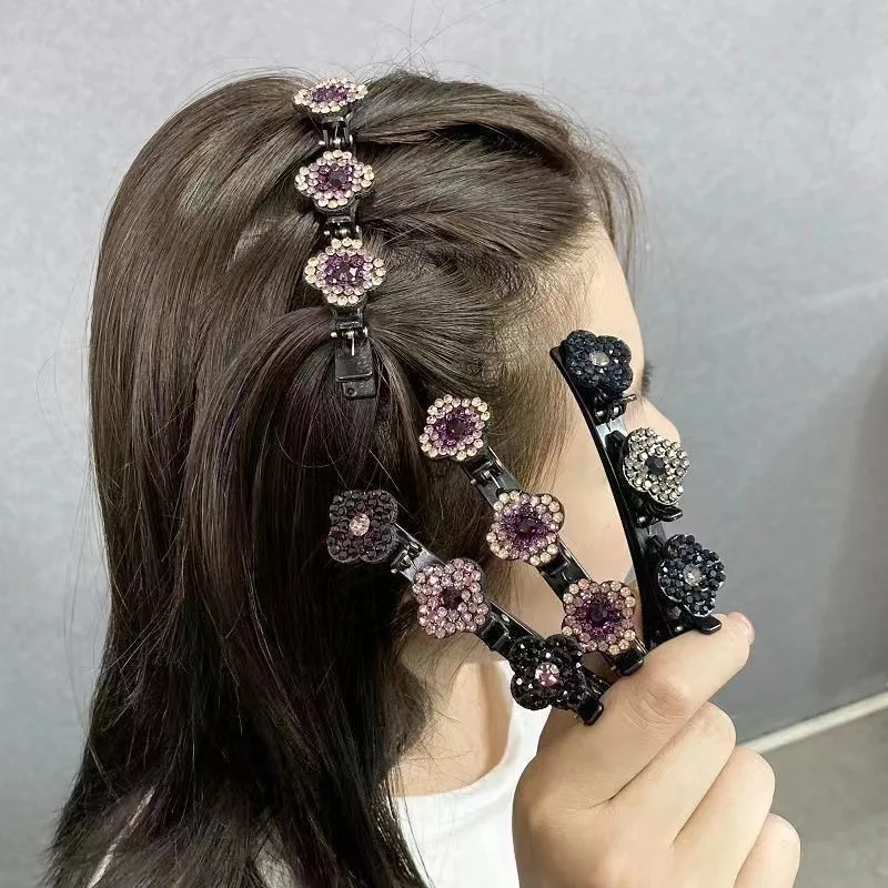 Braided Hair Clips for Women Girls Satin Fabric Hair Bands with 3