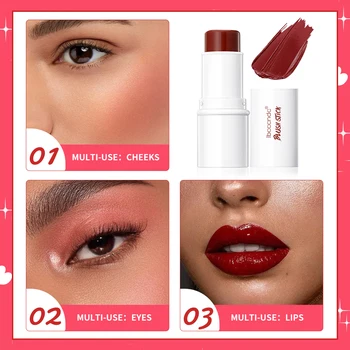 5 Colors labbra colorate moisturred Blush Stick Eye Cheek Lip Brighten Cream Water Jelly Powder Blusher Stick Matte Contour - Thumbnail 2