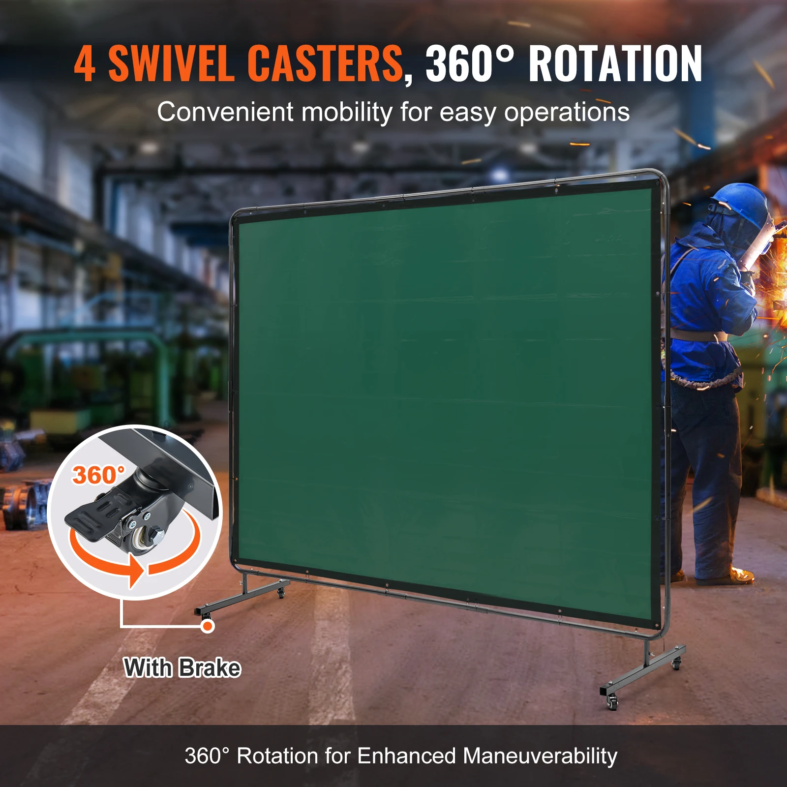 SucceBuy Welding Screen w/ Frame 6'x8' Welding Curtain Flame-Resistant Vinyl Welding Protection Screen for Workshop Industrial - 3
