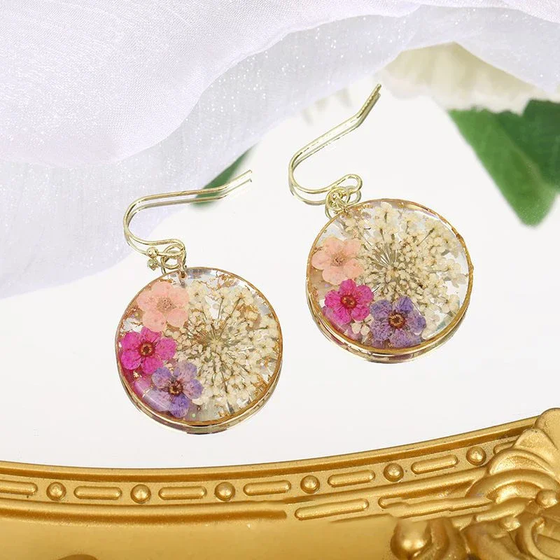 Unique Pressed Flower Earring Handmaking Epoxy Resin Natural Flower Pressed Earring Statement Jewelry Women Floral Drop Earring - Image 2
