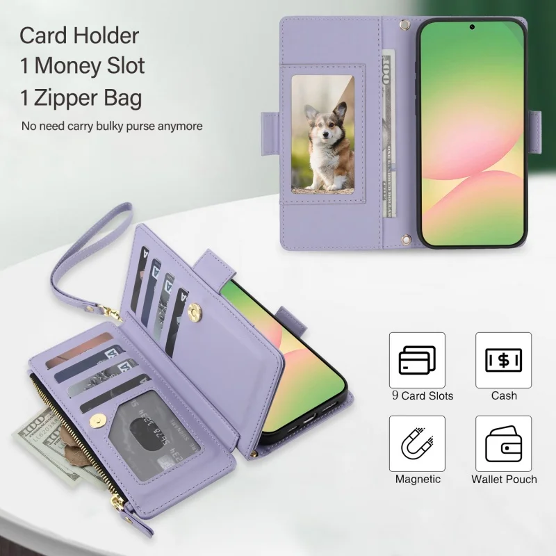 Elegant Crossbody Leather Phone Wallet Case