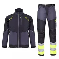Safety Working Suit for Man Mechanic Workshop Uniforms Hi Viz Vis Tear Resistant Work Jacket and Reflective Work Pants Men Set 1
