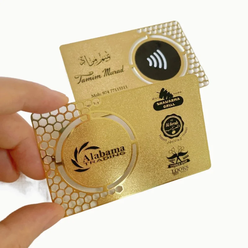 

Custom, personalized logo metal NFC business name VIP loyalty NFC cards luxury 24k gold stainless steel NFC card with