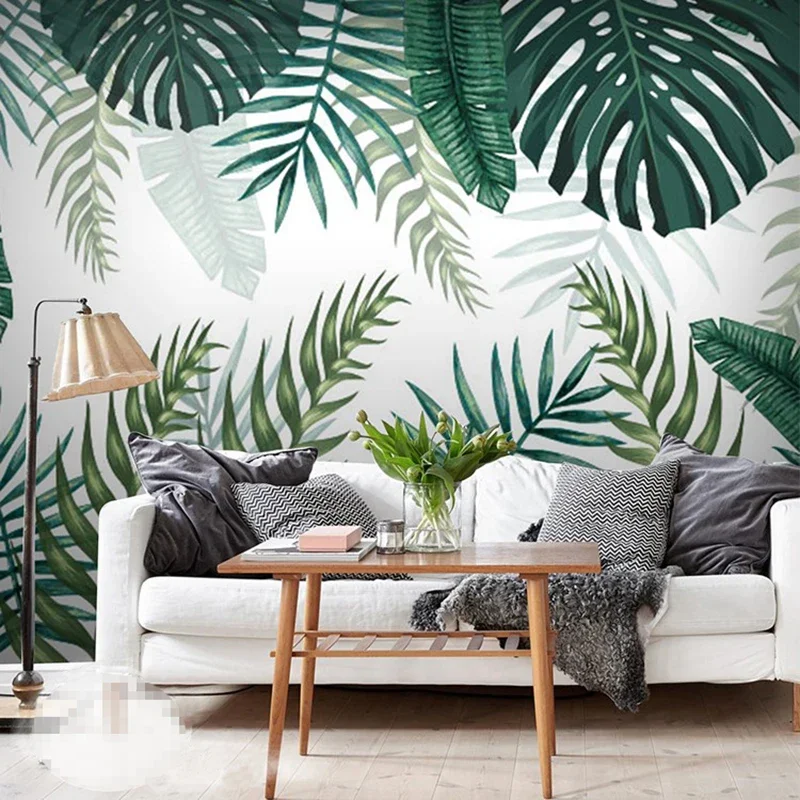 

Custom Tropical Rainforest Plant 3D Wall Painting Green Banana Leaf Photo Wallpaper For Living Room Dining Decoration Mural Art