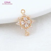 Breloques en laiton couleur or 14K, 6 pièces, 13.5x18MM, 2 trous, fleurs, pendentifs, collier, fournitures de fabrication de bijoux, accessoires de bricolage 1