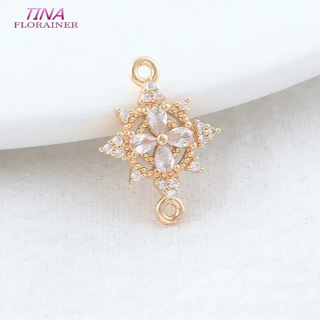 Breloques en laiton couleur or 14K, 6 pièces, 13.5x18MM, 2 trous, fleurs, pendentifs, collier, fournitures de fabrication de bijoux, accessoires de bricolage 1
