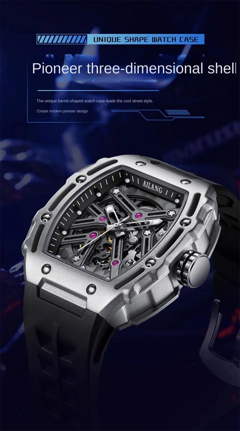 AILANG Nuovo orologio da polso sportivo meccanico scheletrato in acciaio inossidabile, orologio automatico impermeabile, orologi da uomo di marca superiore, Reloj Hombre_voghion.com