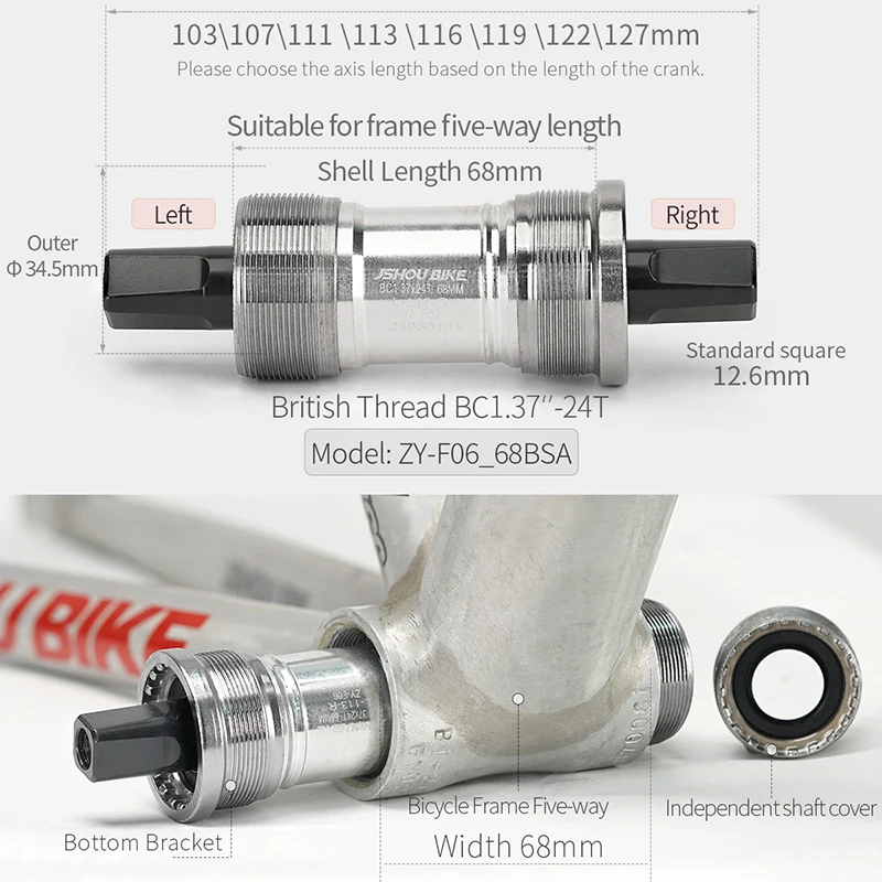 Bike Bottom Bracket Square Taper Crank BSA 68mm Sealed