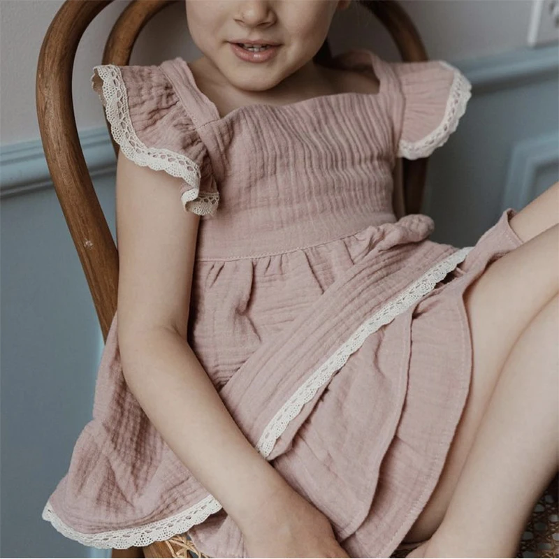 Vintage Baby Girl Dress Set 4T Sleeveless Criss-Cross Dress + Lace Shorts