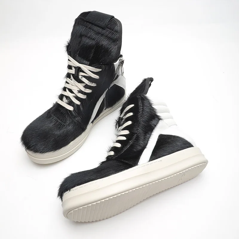 

Rick Fashionable Women's Boots with Thick Bottom and High Top - Black Triangular White Board Shoes