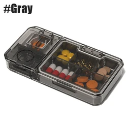 Portable Pill Organizer with Cutter & Crusher for Vitamins and Medication (Gray)