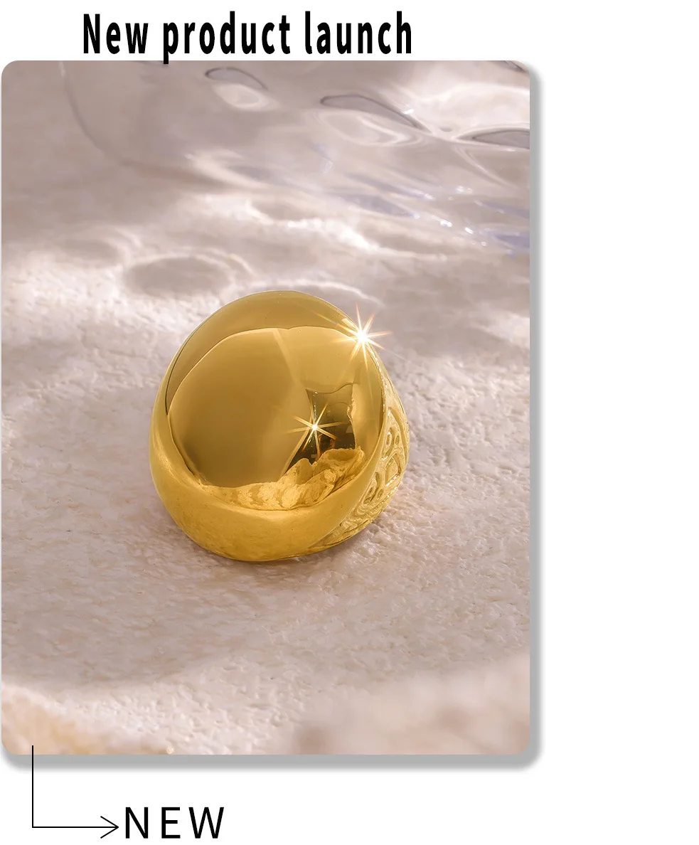 Übertriebene Edelstahlringe für Frauen, vergoldeter wasserdichter Ring, modischer glänzender Charme-Schmuck, Geschenk im Großhandel – Detail 10