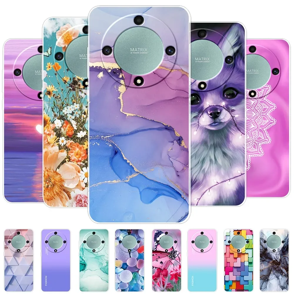 WBWONE Cover per Huawei Honor X9a / Magic 5 Lite(Magic5 Lite) Case, Custodia in Morbida Silicone TPU con Fodera in Tessuto Anti-Graffio Antiurto Protettiva Shell Bumper - Viola